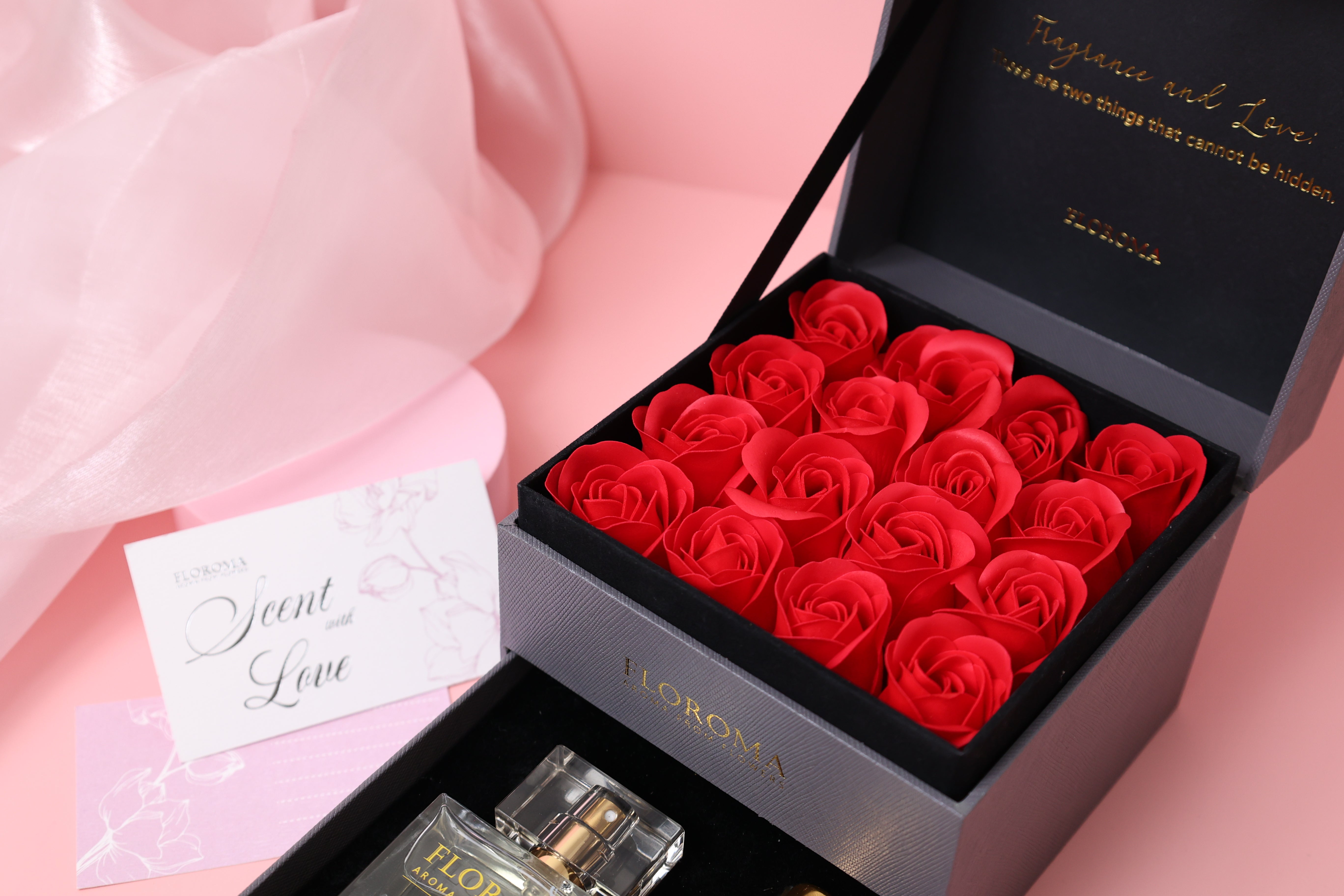 【加購價$398】雙層抽屜豪華花盒(粉/灰色)