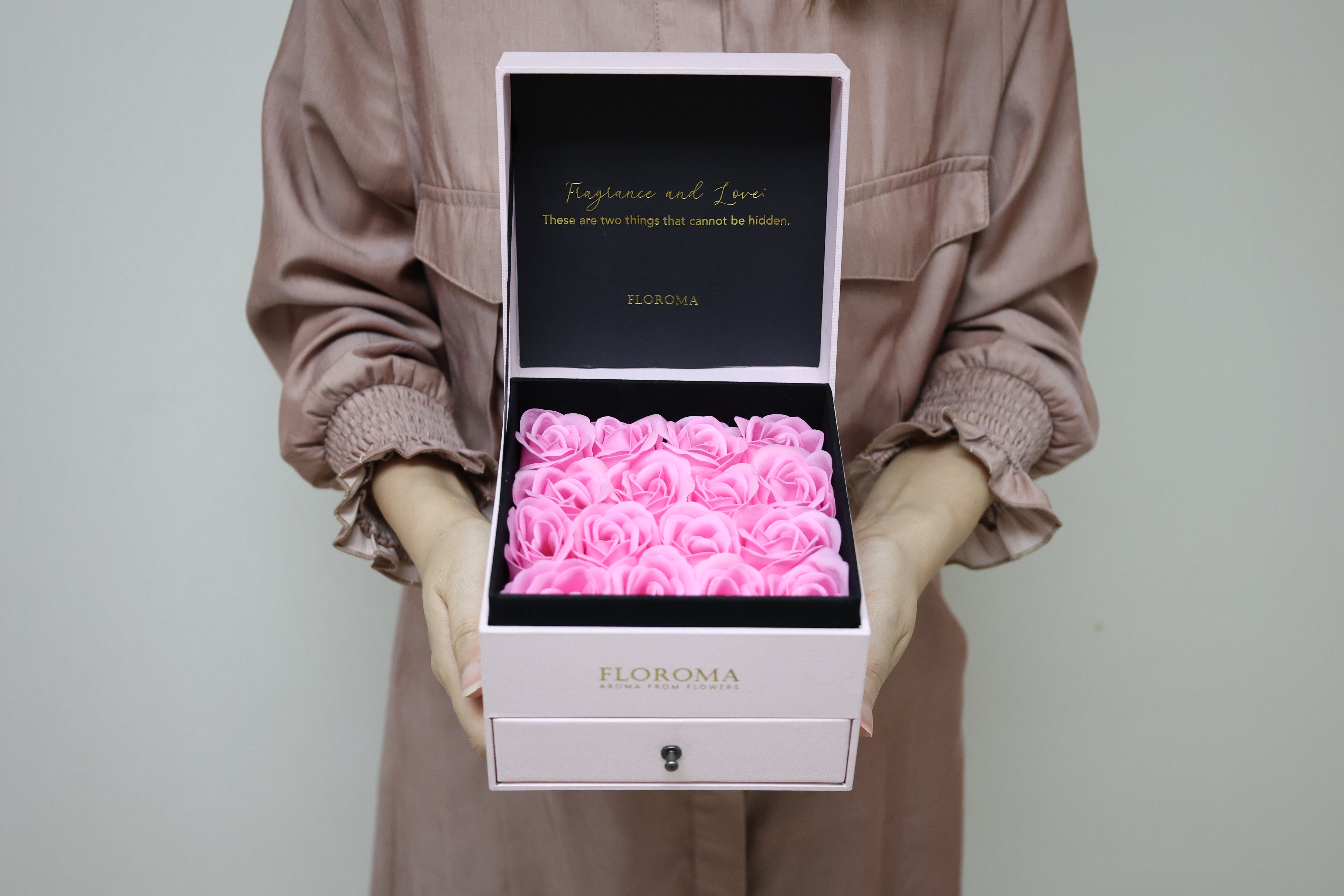 【加購價$398】雙層抽屜豪華花盒(粉/灰色)
