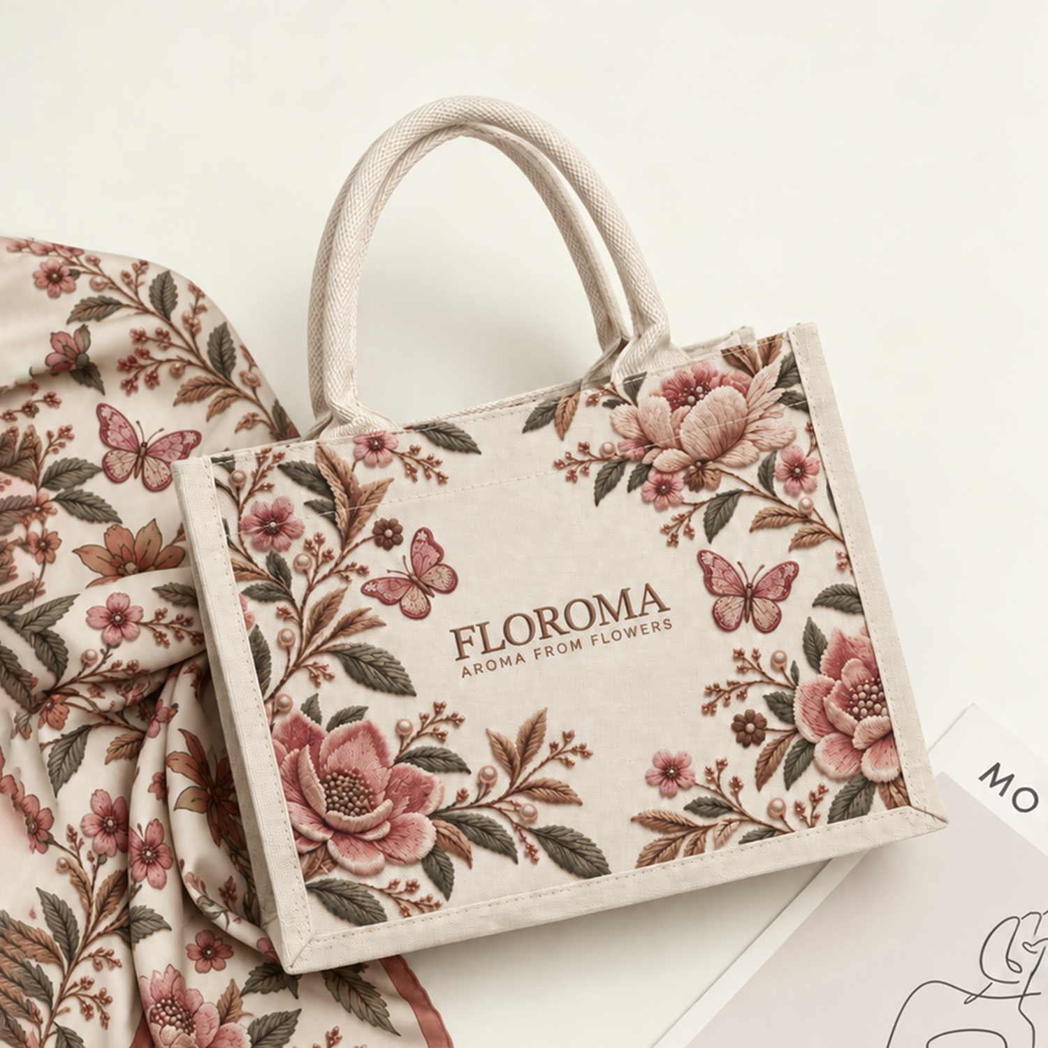 蝶舞綻放帆布托特包 Butterfly Canvas Bag
