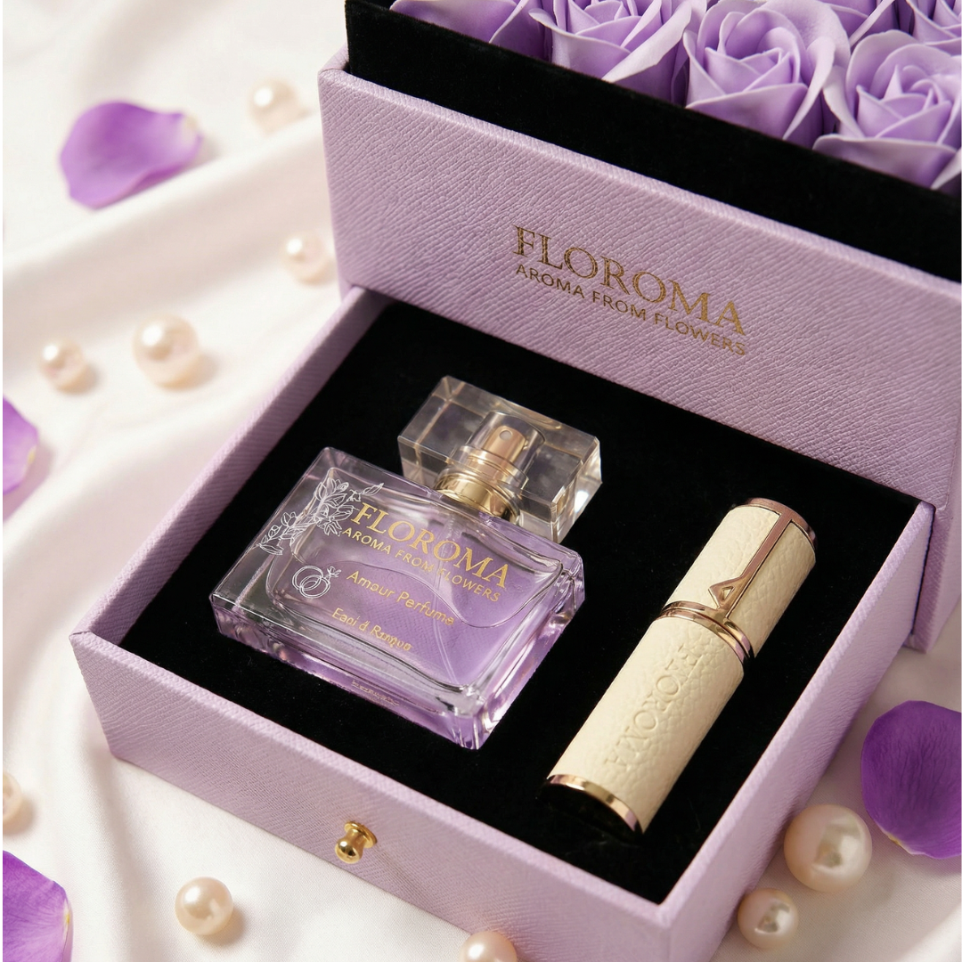 【520限定】繁花蝶舞雙層珍藏花盒+35ML香水+分裝瓶套裝