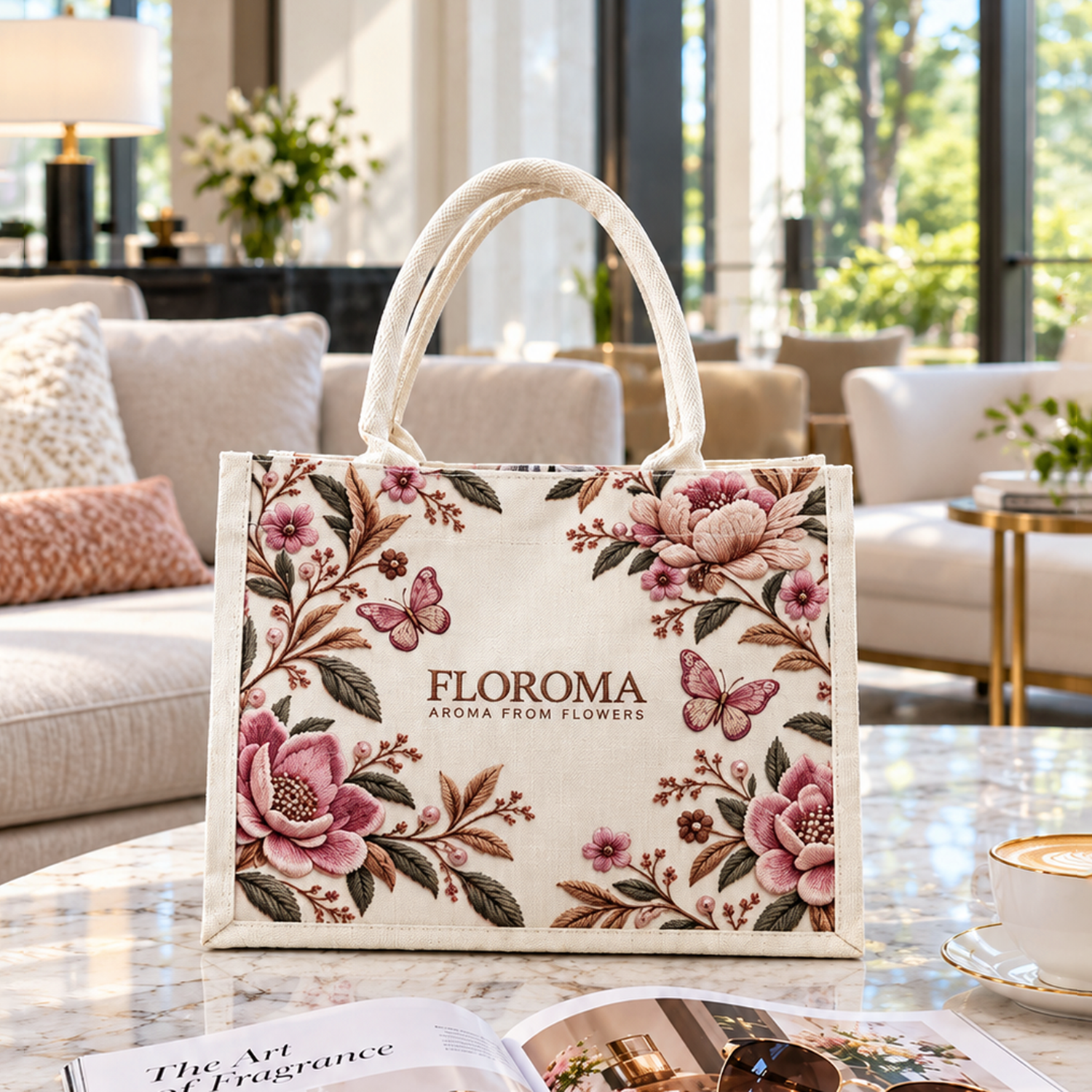 蝶舞綻放帆布托特包 Butterfly Canvas Bag